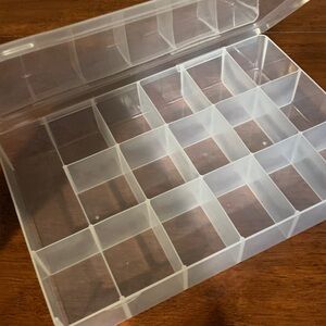 Rare size plastic container with multiple compartments for storage, jewelry, etr